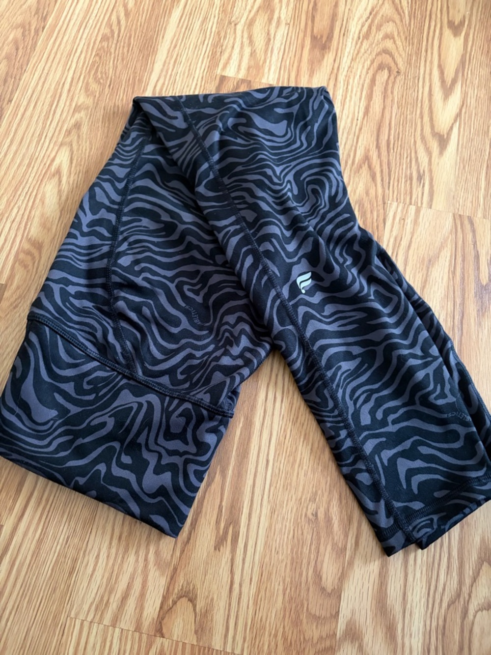 Fabletics Black and Gray Zebra-Print Leggings